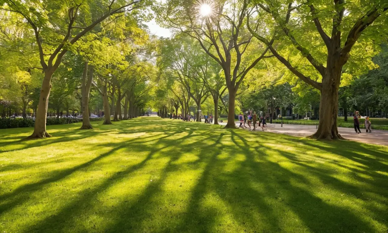 Parque urbano fresco y vibrante en armonía