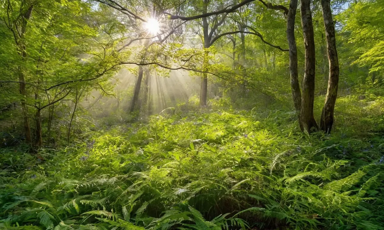 Bosque vibrante lleno de vida y colores