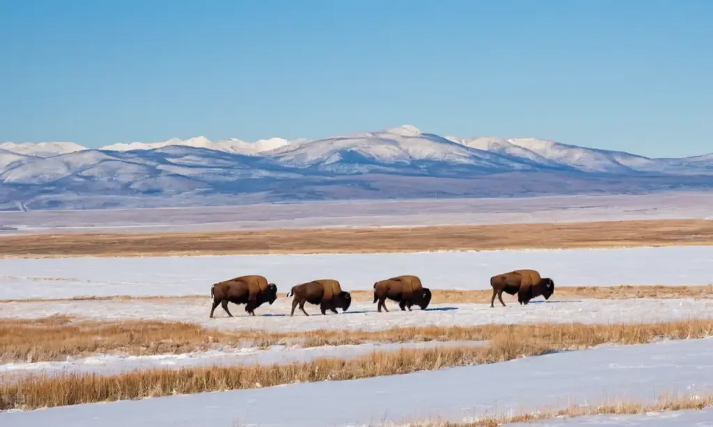 Tundra serena con bisontes y paisajes suaves