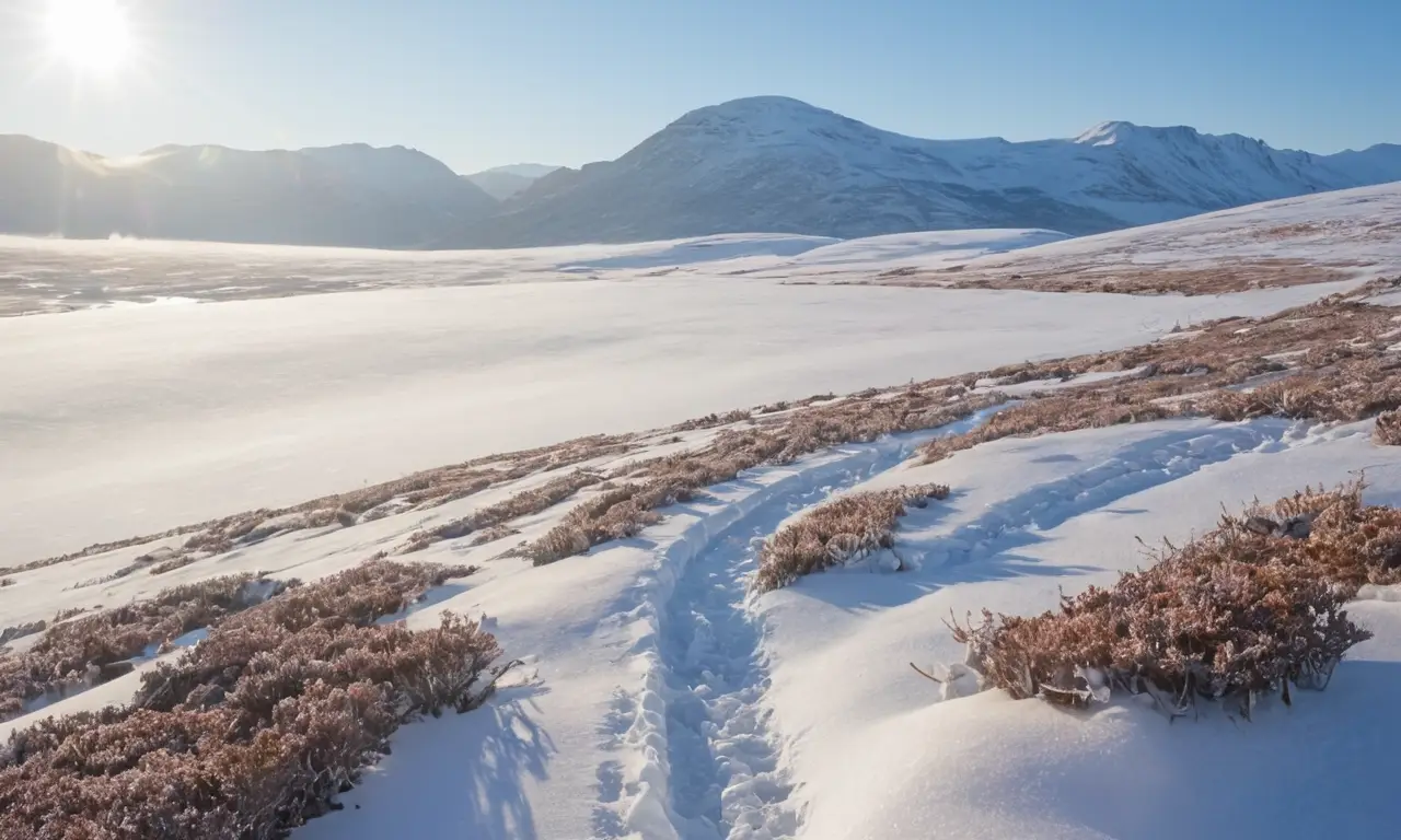 Bueyes muskulosos pastan en tundra helada