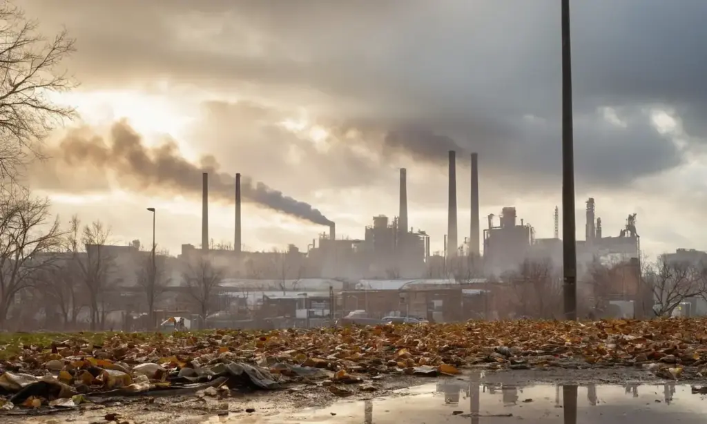Paisaje urbano contaminado y deteriorado visualmente
