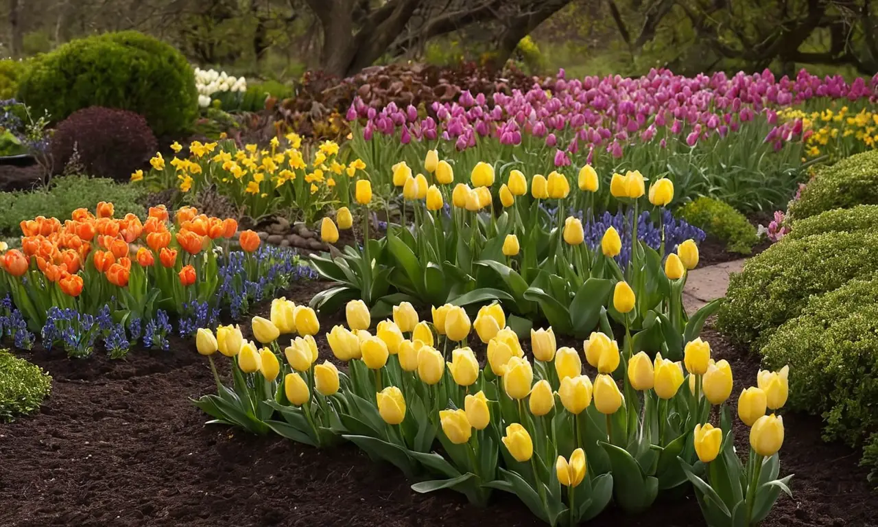 Jardín vibrante y sereno de flores