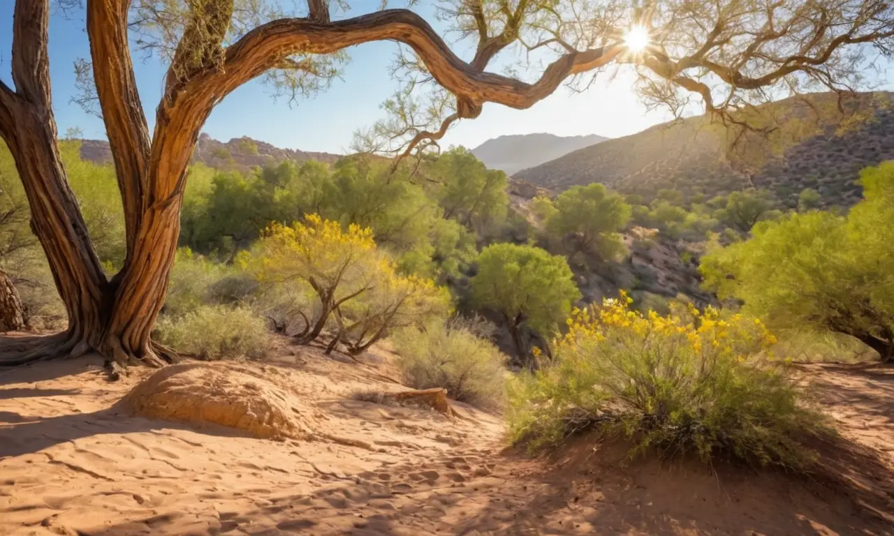 Paisaje contrastante de bosque y desierto