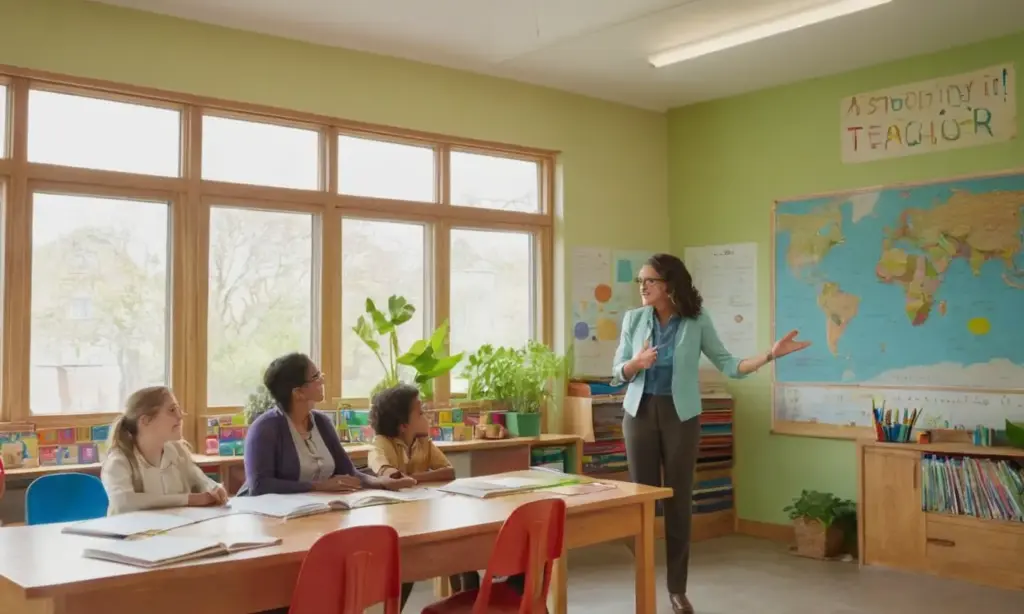 Aula vibrante llena de aprendizaje y diversidad