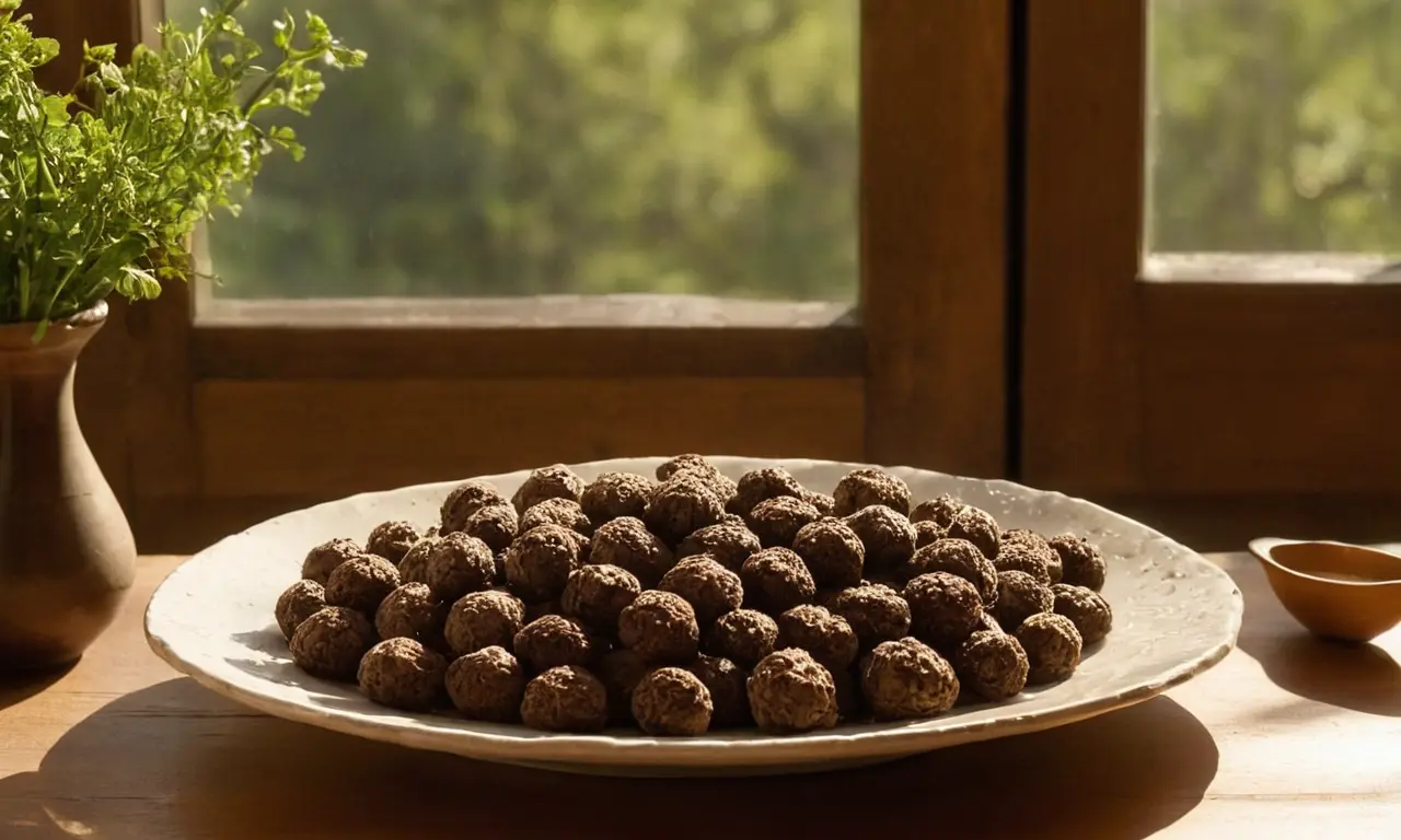 Mesa rústica con trufas y vino