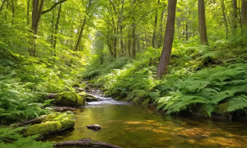 Escena tranquila de un bosque vibrante