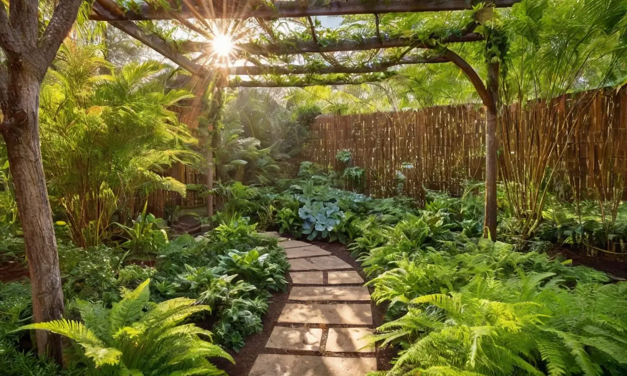 Jardín botánico vibrante y lleno de vida