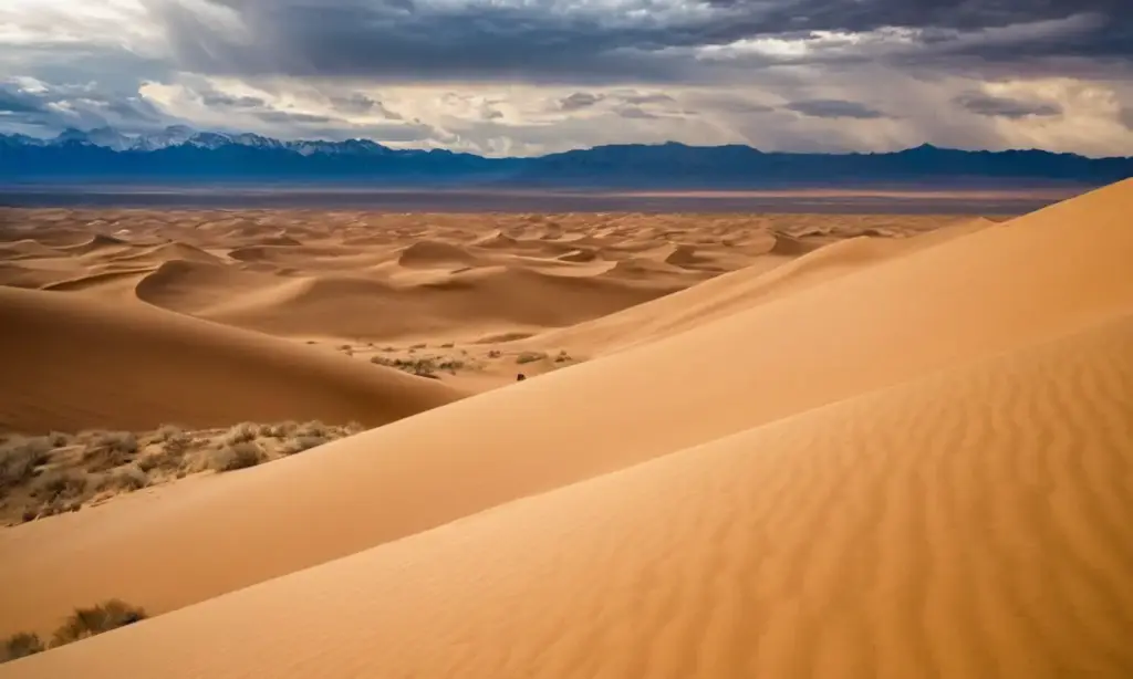 Paisaje desértico caótico y polvoriento