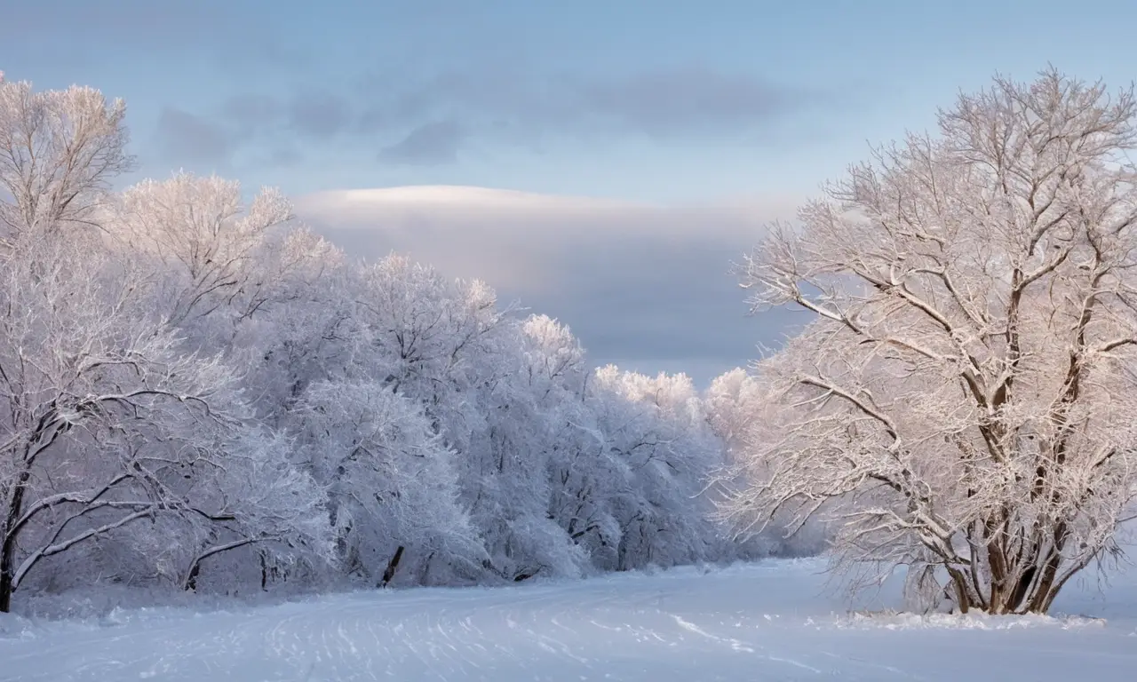 Paisaje invernal cubierto de nieve y silencio