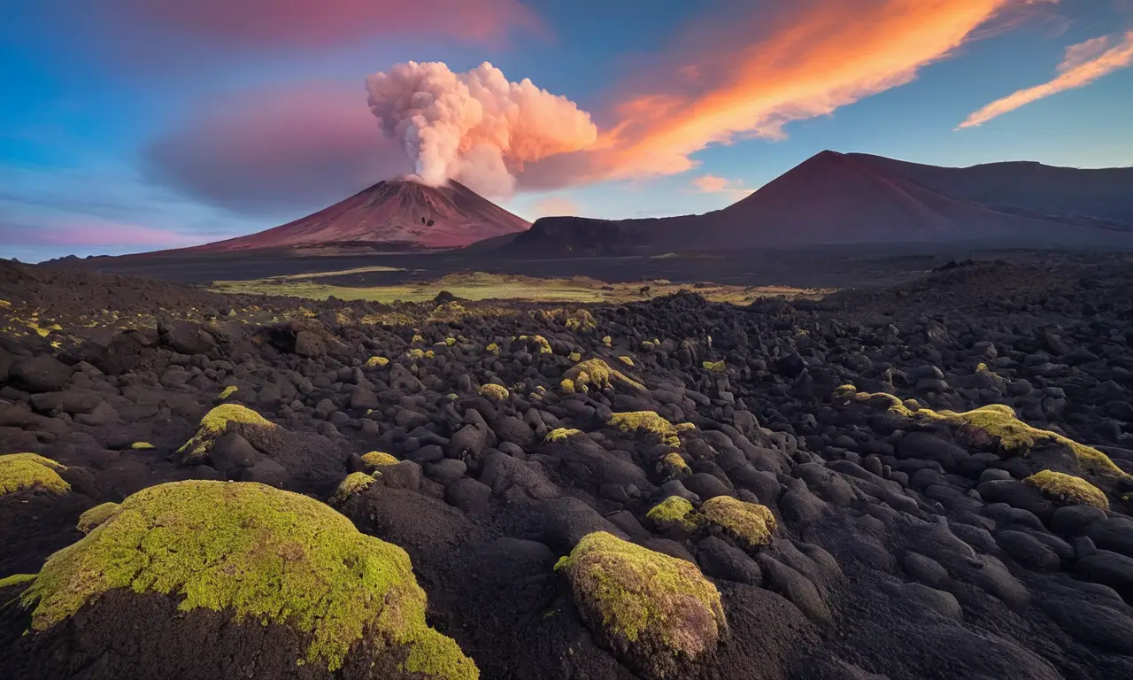 Paisaje volcánico impresionante y vibrante