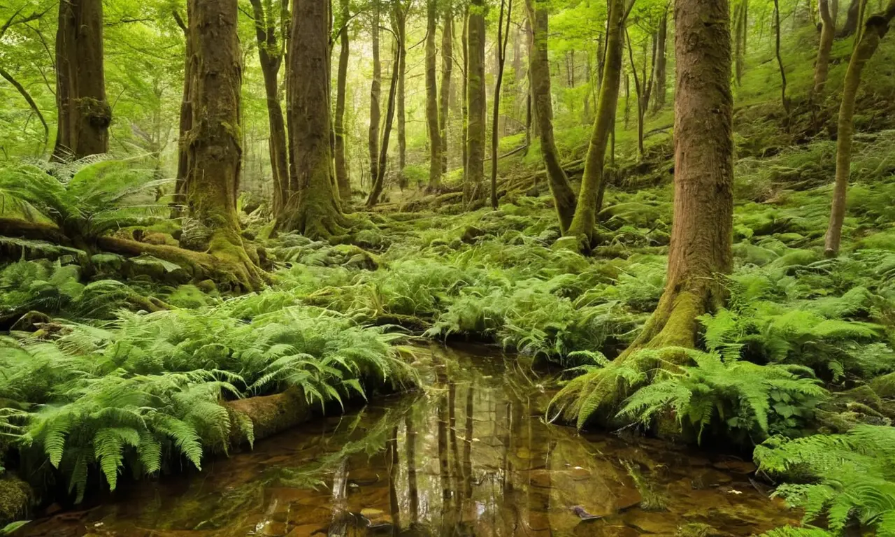 Bosque vibrante que muestra la interdependencia natural