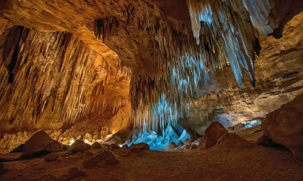 Cueva de estalactitas y estalagmitas deslumbrantes