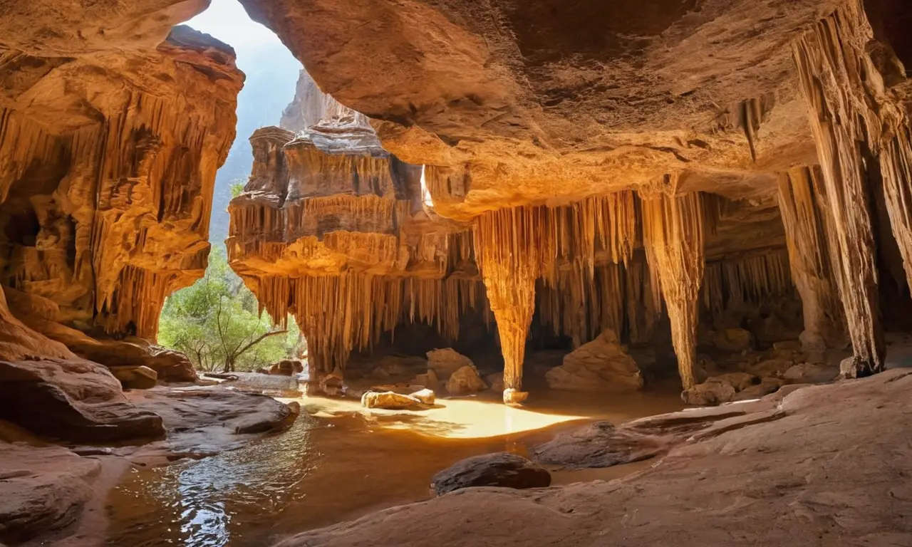 Cueva majestuosa con estalactitas y estalagmitas
