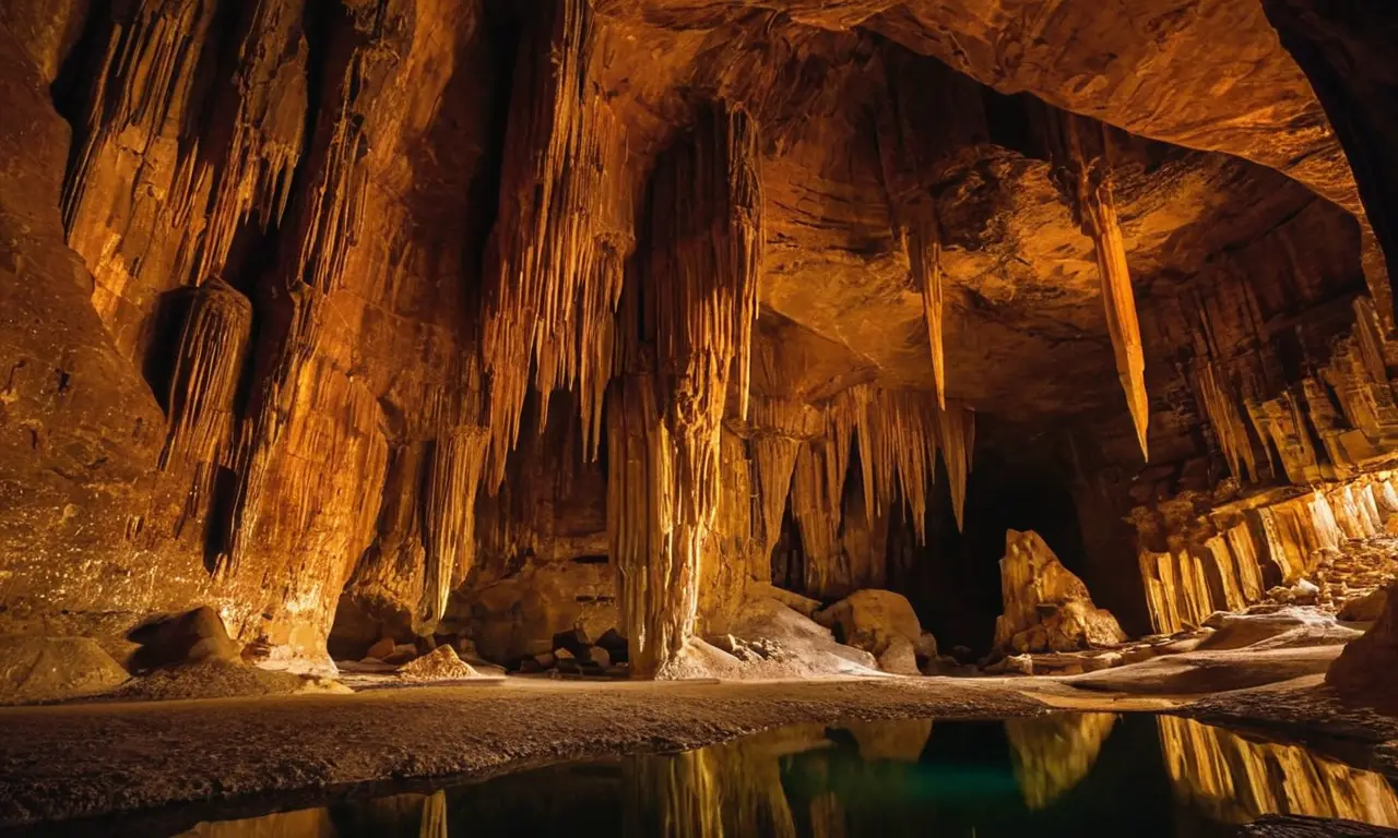 Cueva con impresionantes formaciones y sombras