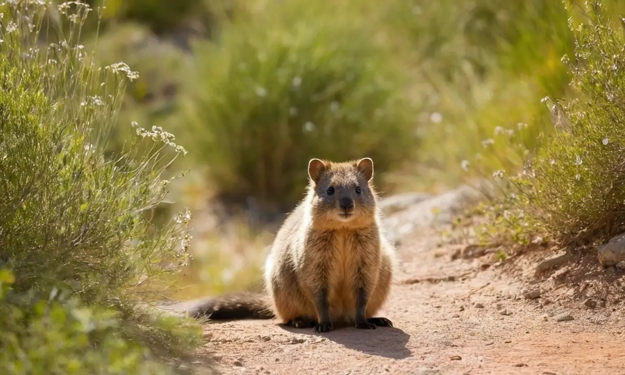 Paisaje australiano vibrante con un quokka