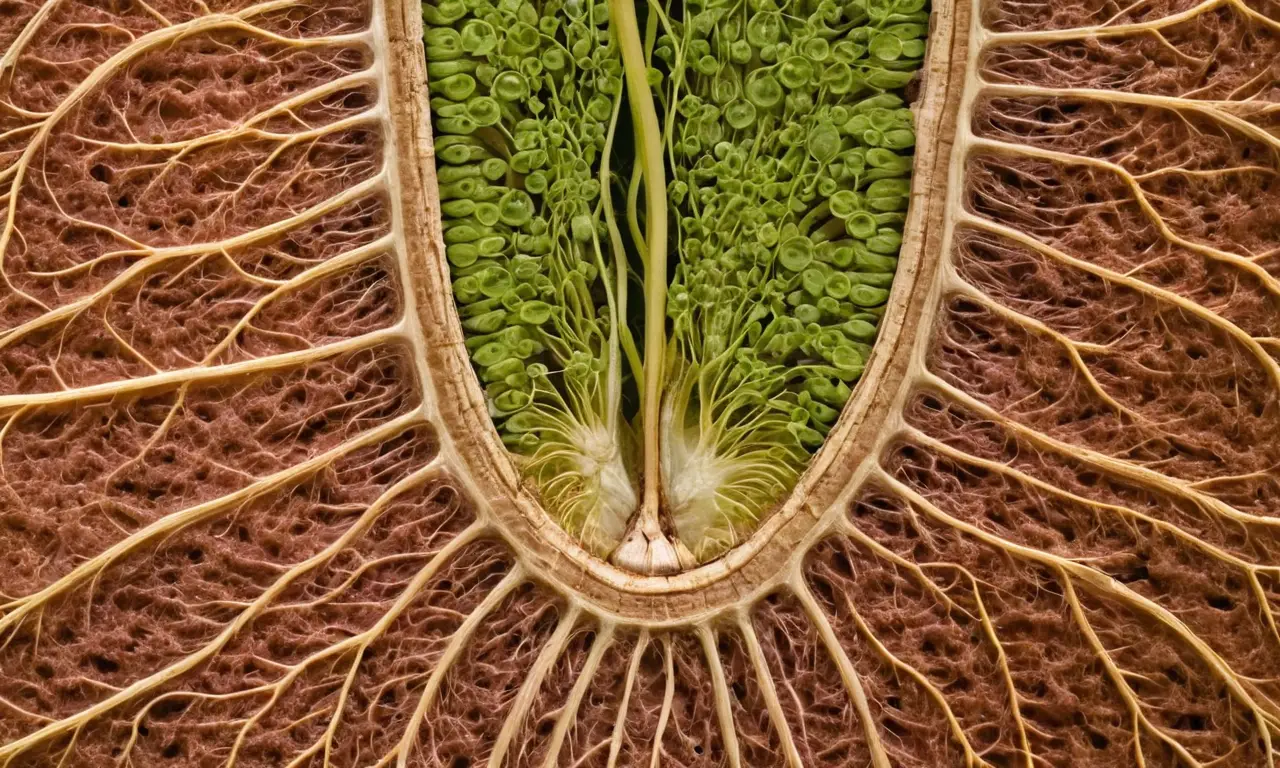 Raíz de planta con detallada anatomía