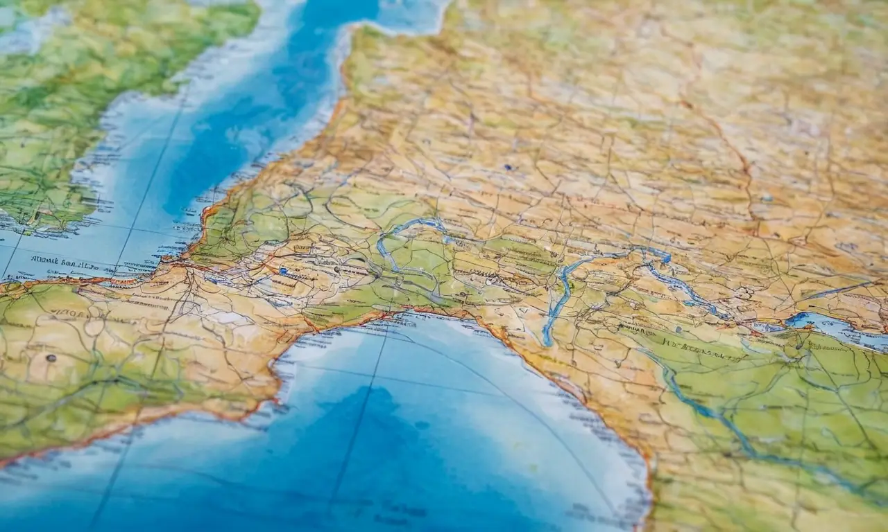 Mapa detallado con colores vibrantes y texturas