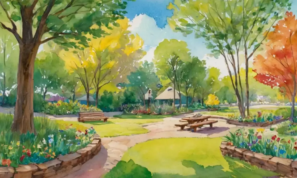 Escena de parque vibrante y ecológico