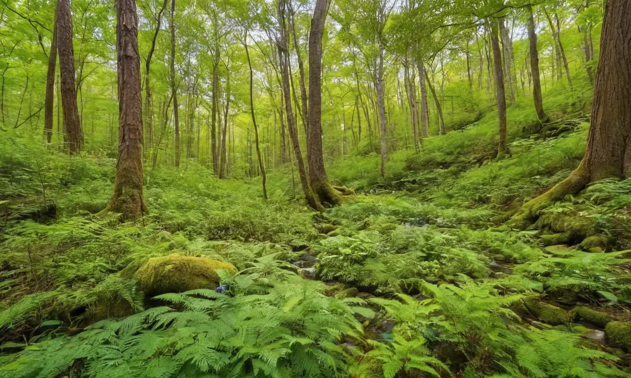 Bosque vibrante y sereno lleno de vida
