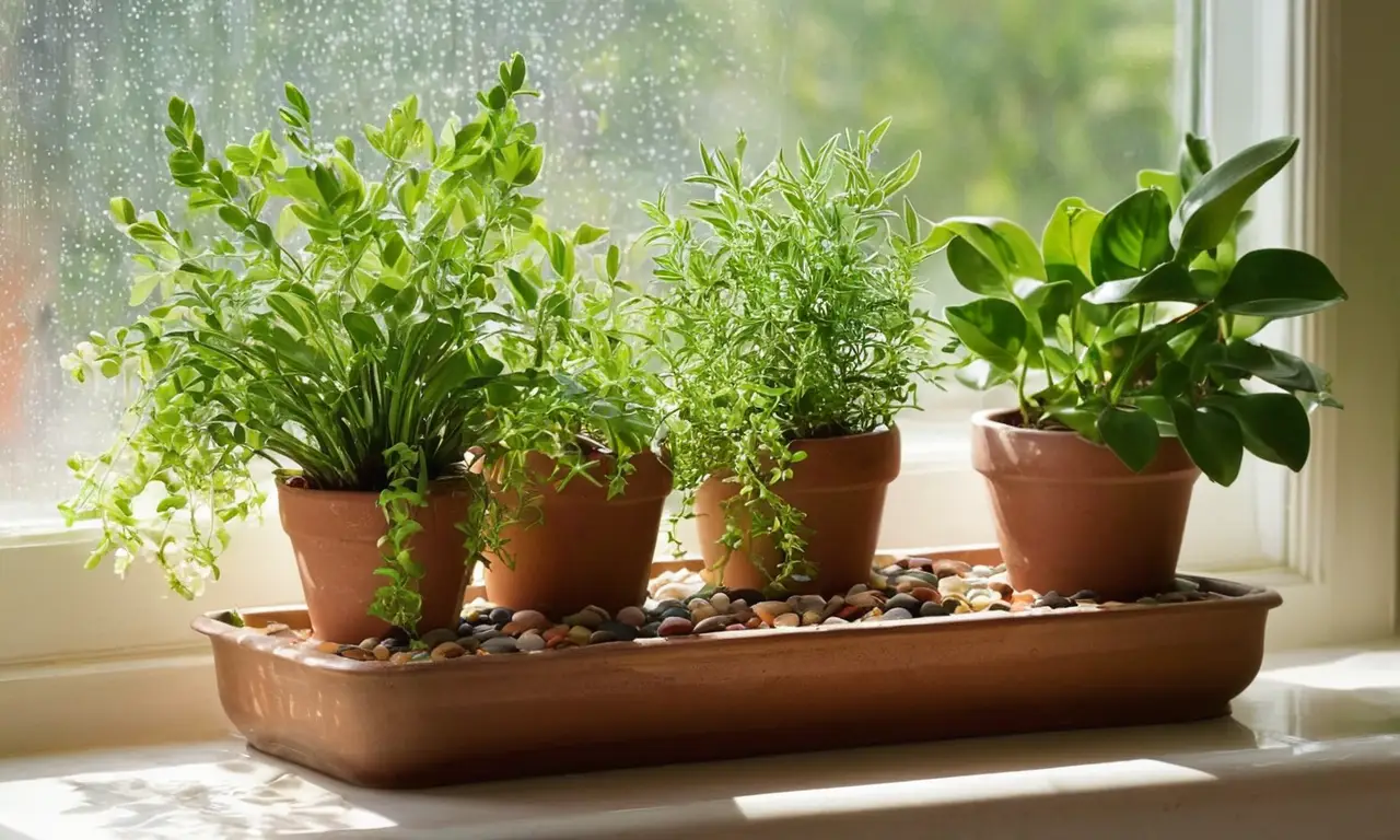 Cocina iluminada con plantas vibrantes y decoración