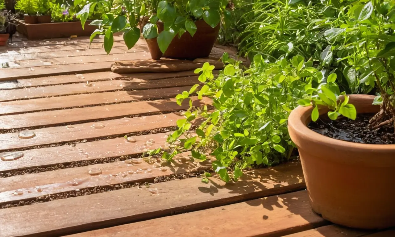 Un jardín soleado y sereno con plantas