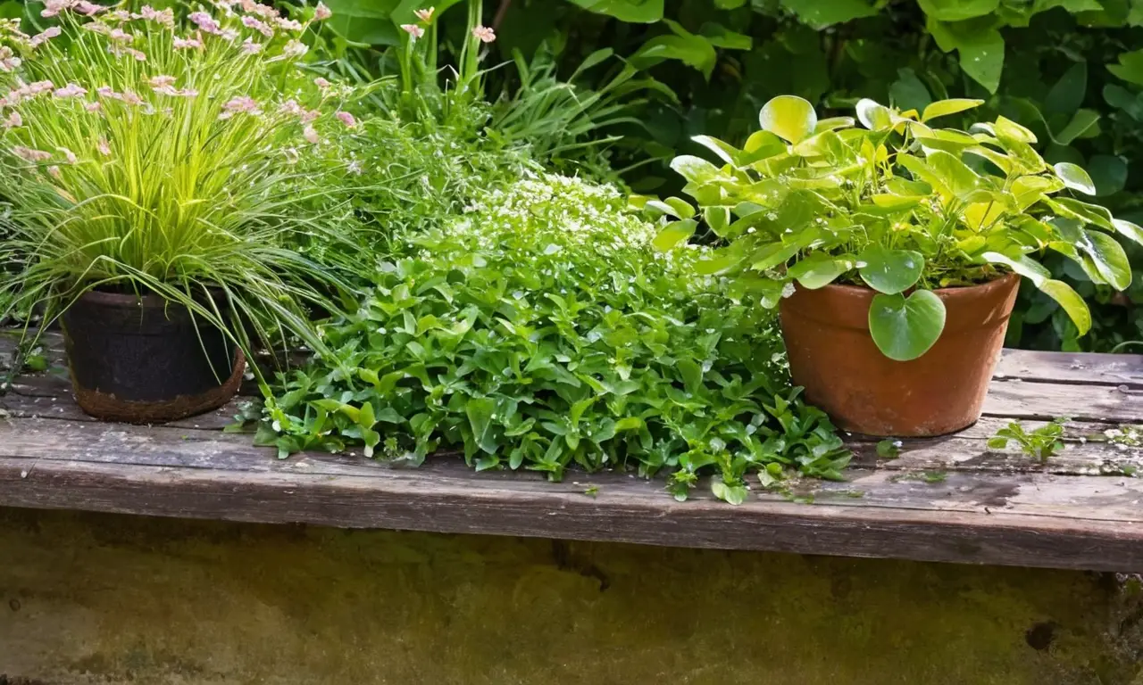 Un jardín soleado con vibrante vegetación