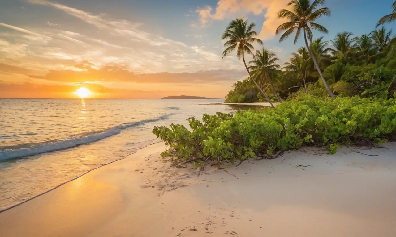 Isla tropical vibrante y tranquila con paisajes