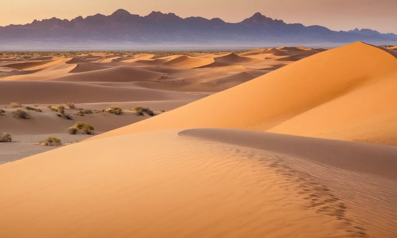 Desierto vasto con dunas y atardecer impresionante