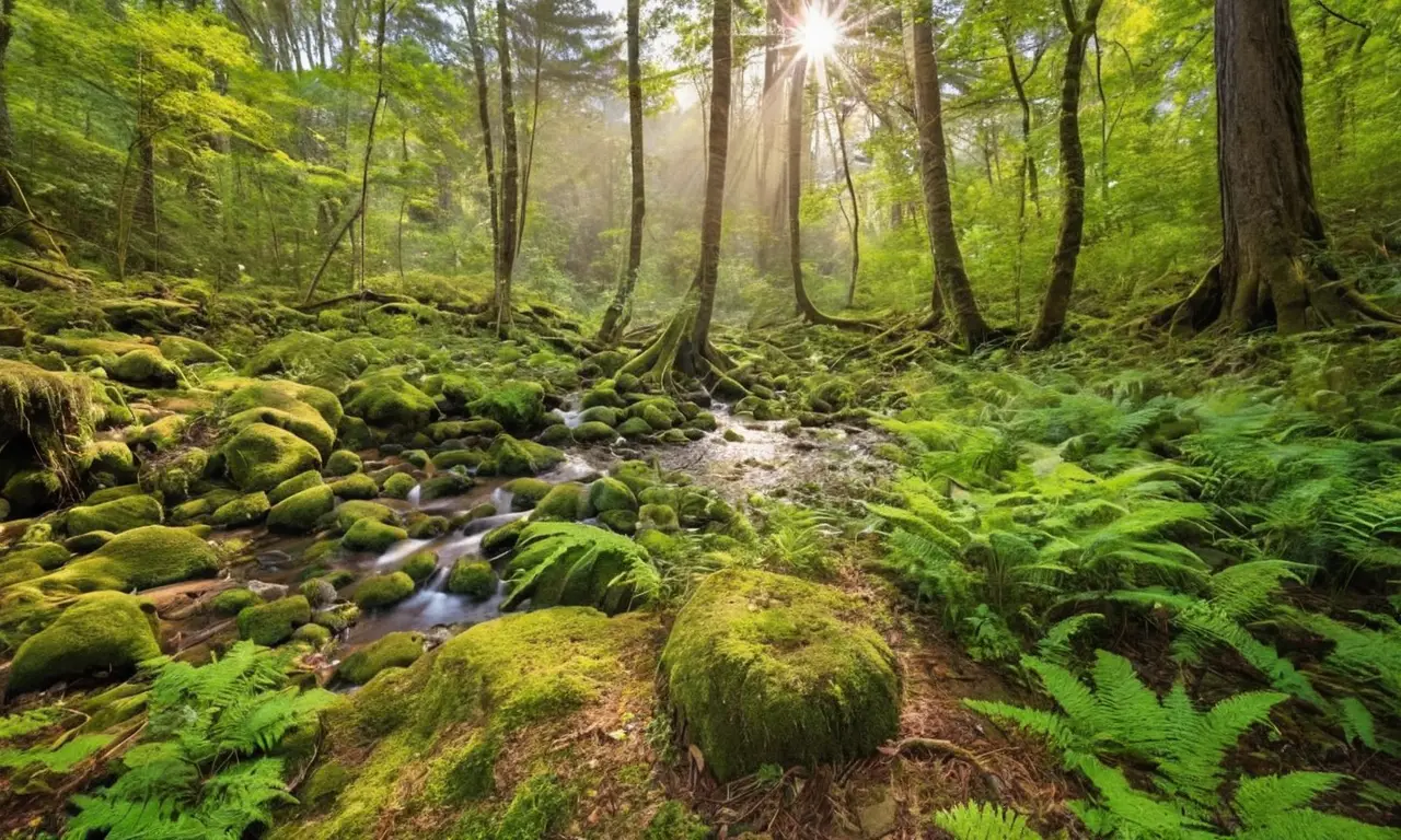 Bosque vibrante y frágil con vida