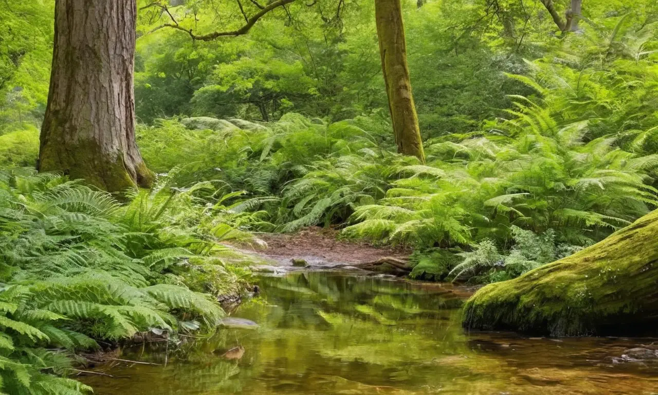 Escena forestal vibrante y llena de vida