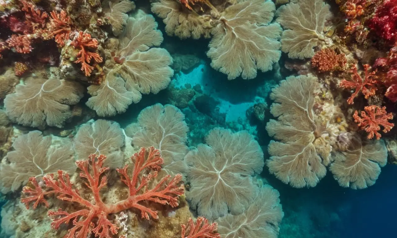 Pirosomas vibrantes flotan en un paisaje marino