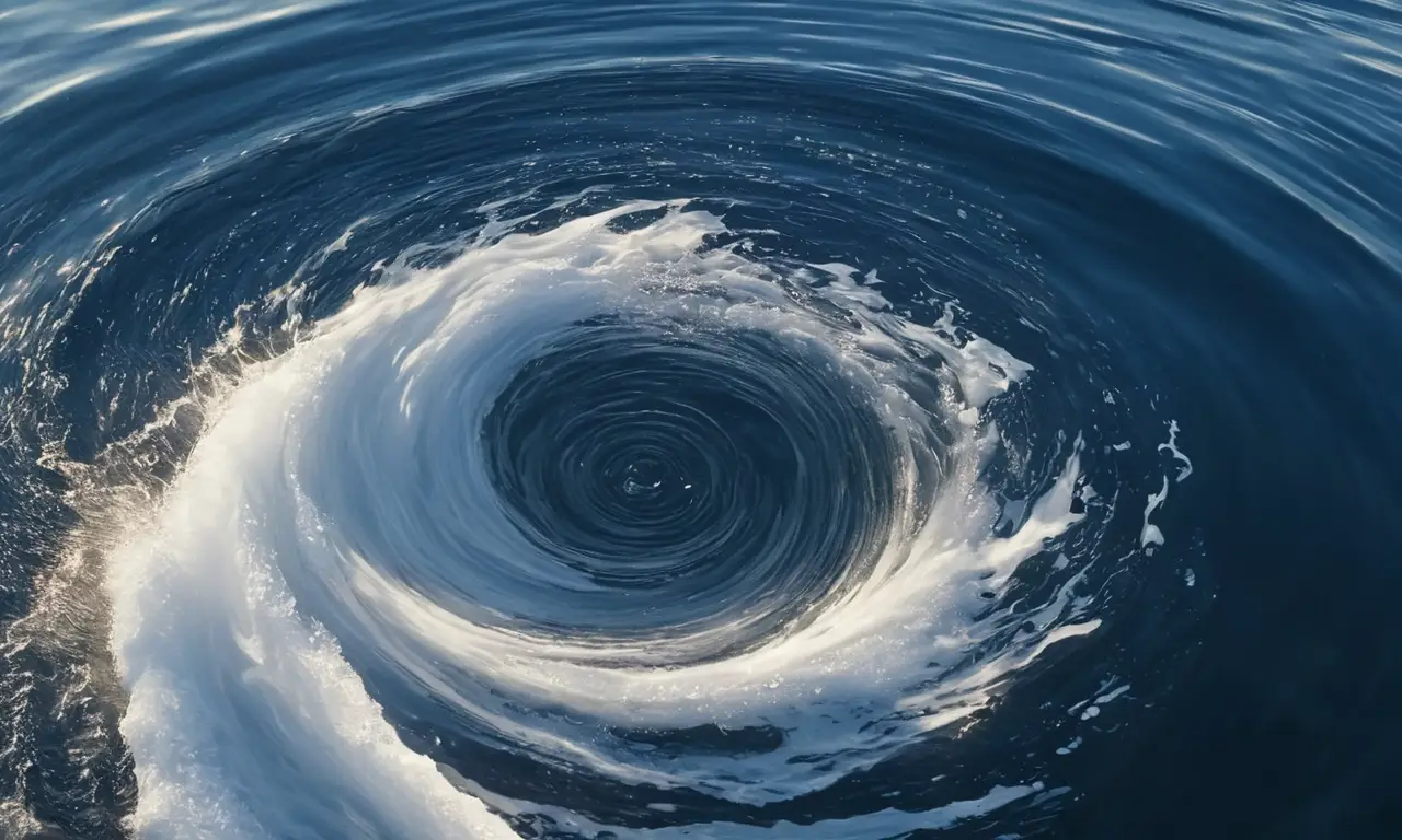 Remolino de agua brilla y se agita