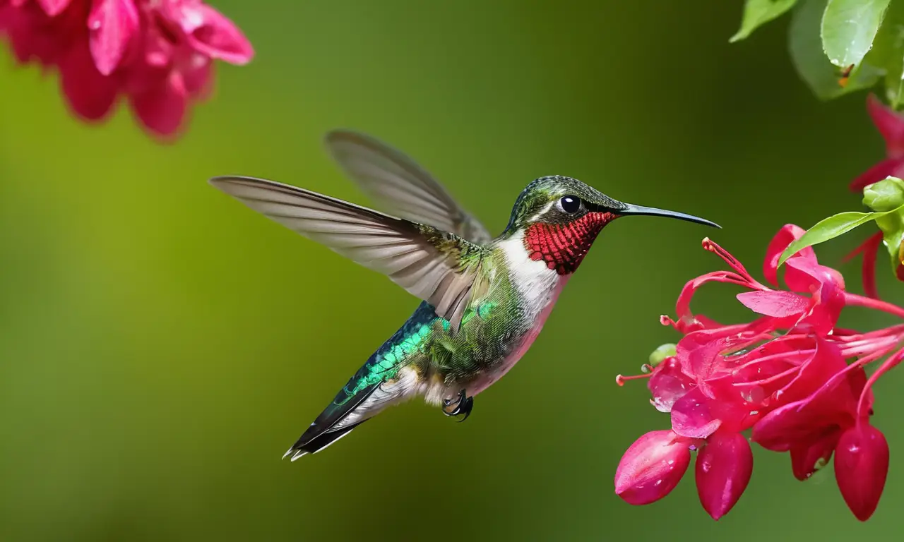 Colibrí vibrante en un jardín floreciente