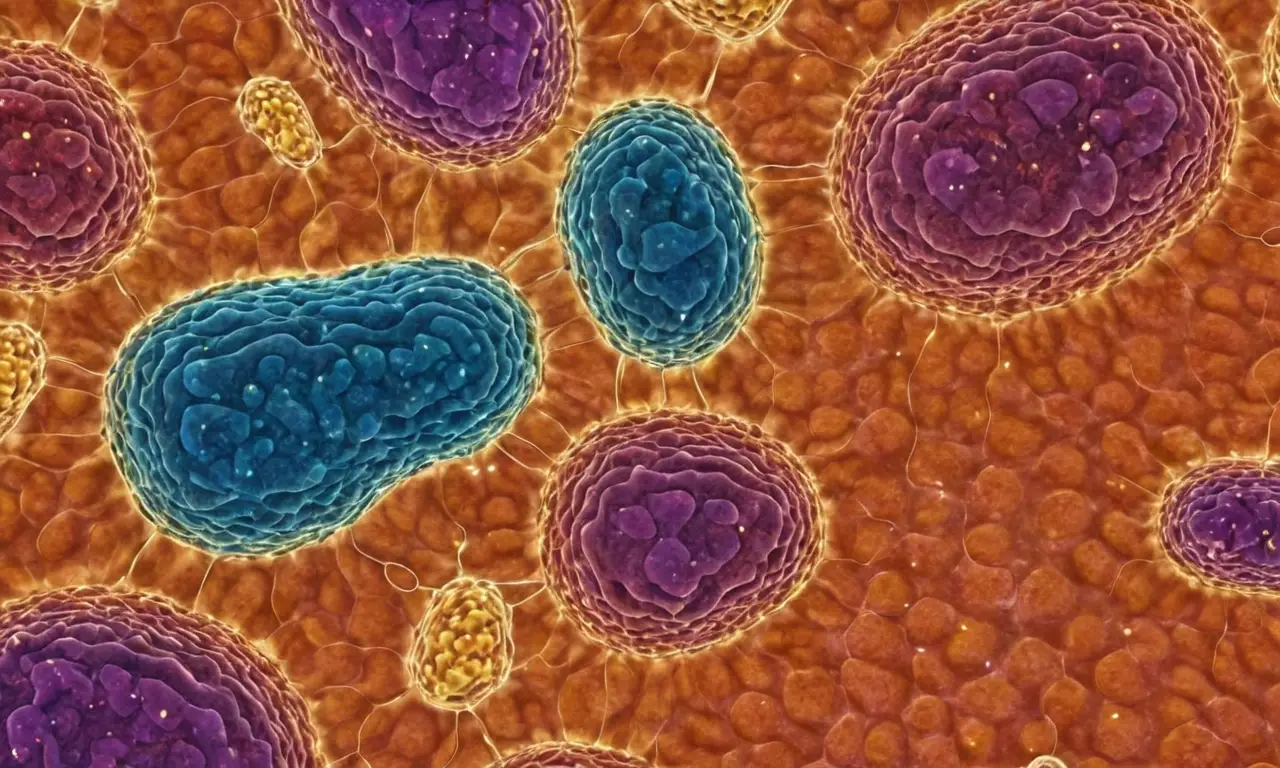 Detalles microscópicos mostrando vida celular dinámica