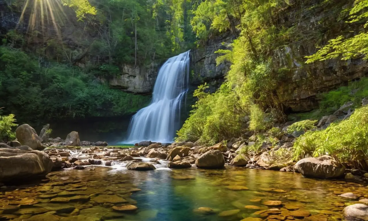 Paisaje verde con agua y vida vibrante