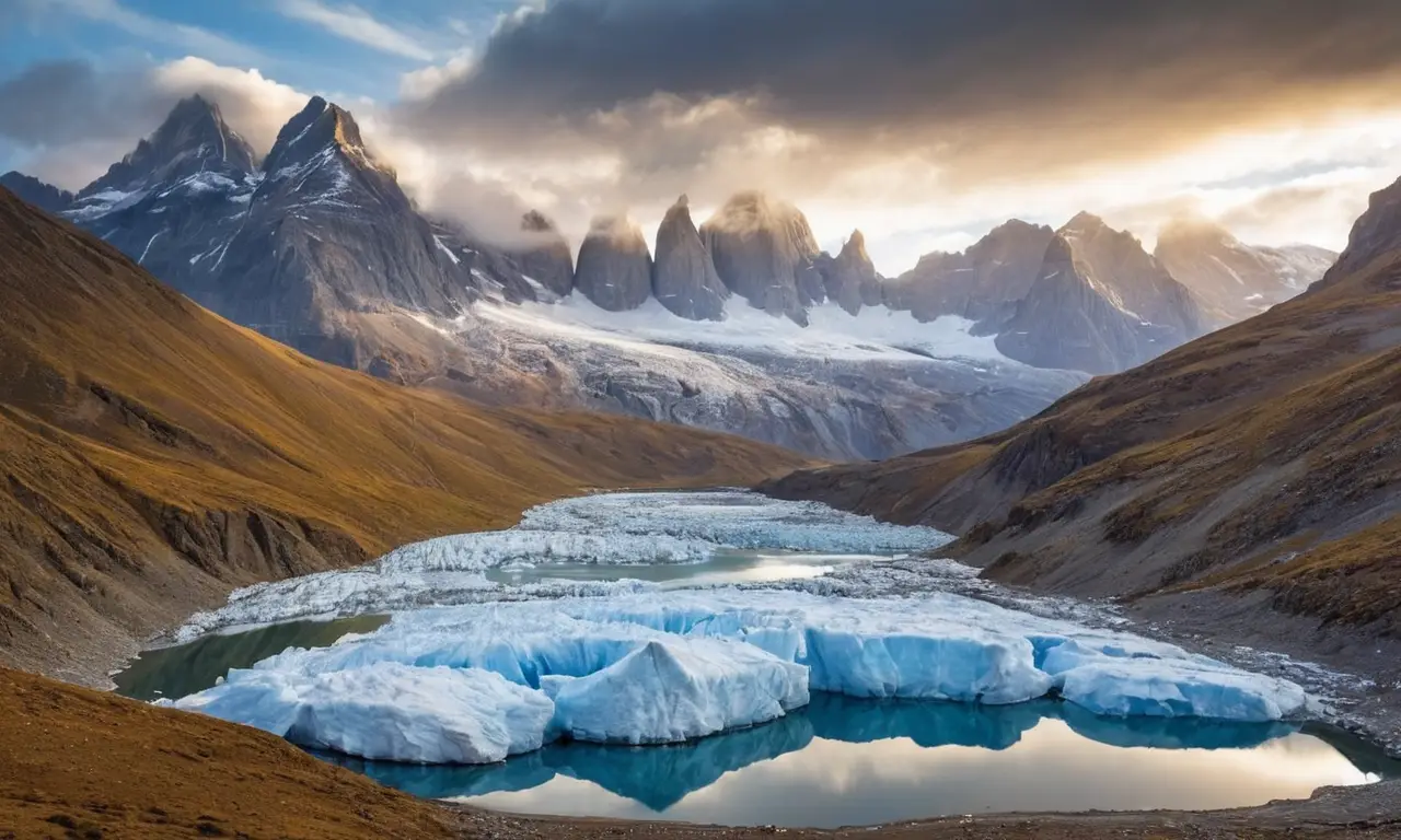 Paisaje antiguo de glaciares y montañas