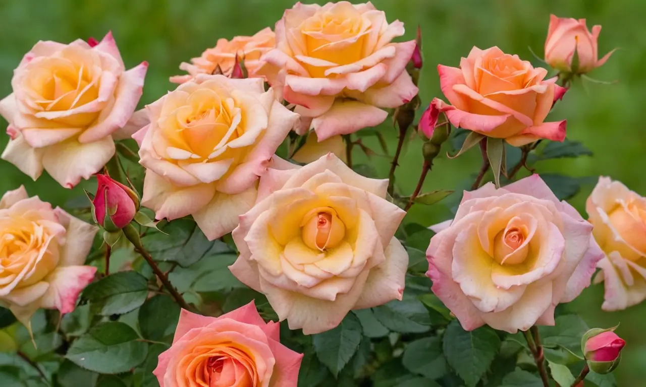 Rosas de colores suaves en un jardín