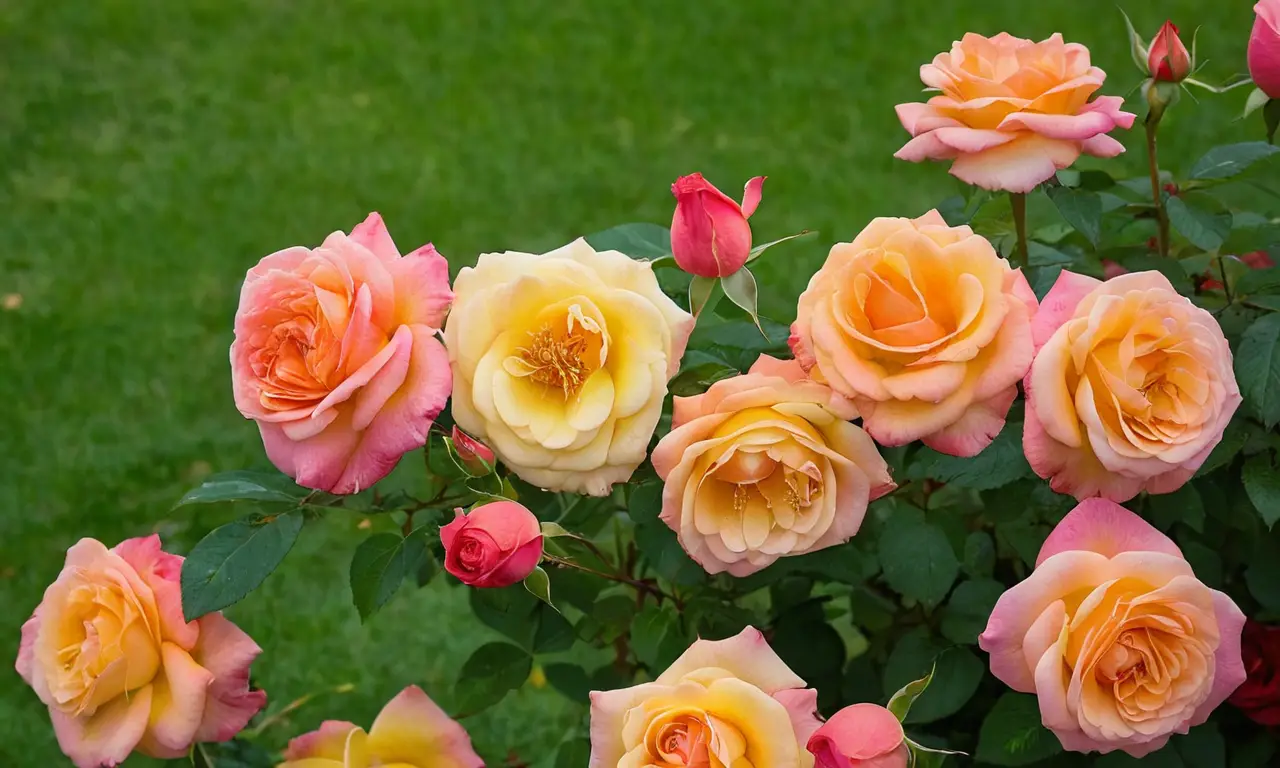 Rosas vibrantes en un jardín exuberante
