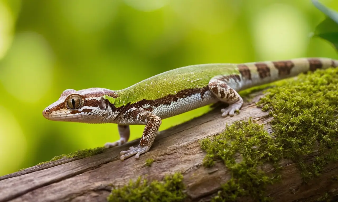 Gecko venenoso detallado en un entorno verde