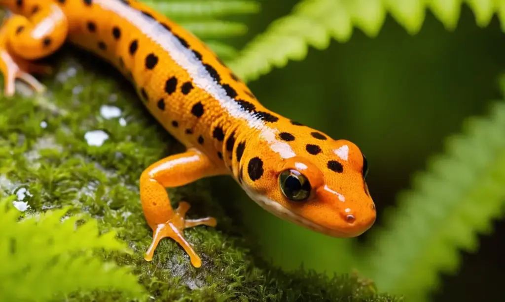 Salamandra brillante en armonioso ecosistema natural