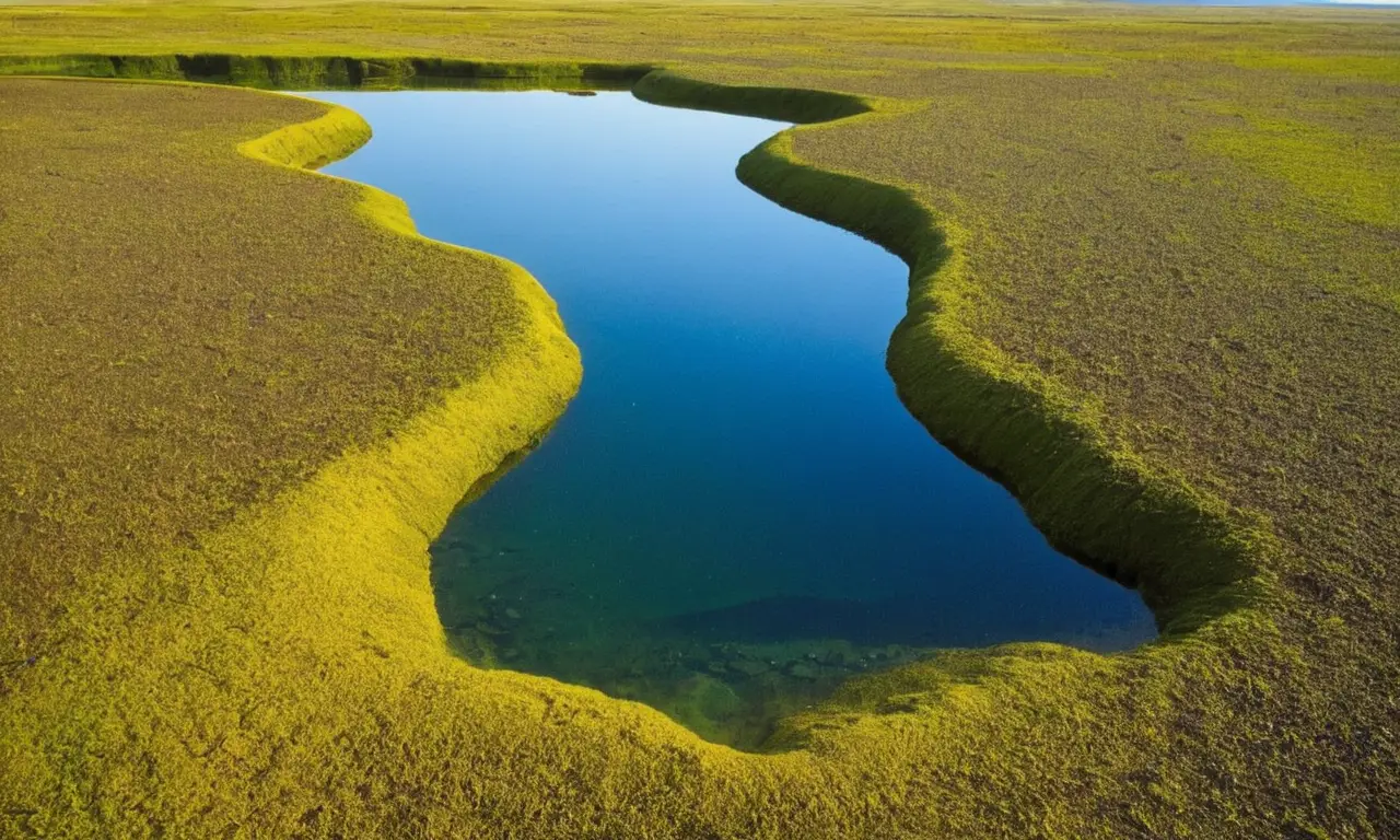 Paisaje de agua reflejante y huellas humanas