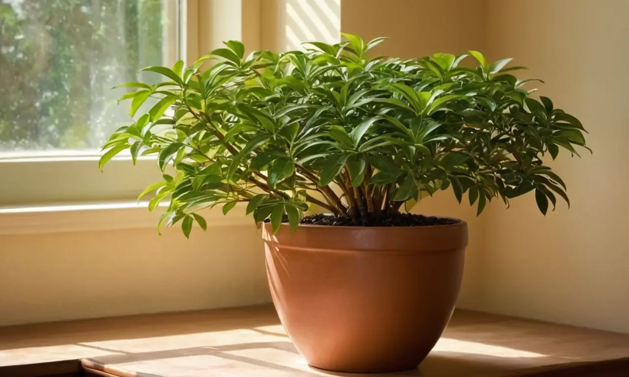 Planta Lush Schefflera en ambiente acogedor