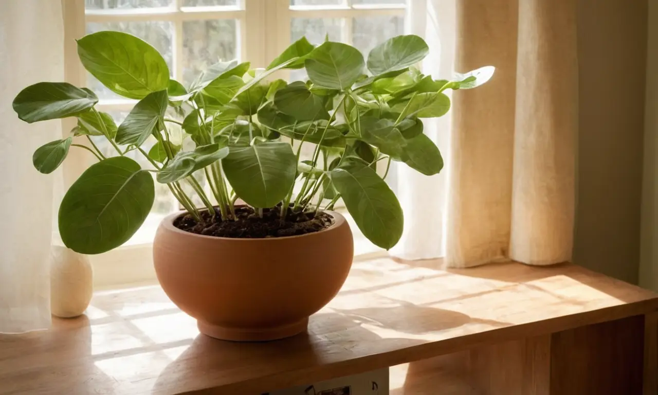 Hojas verdes brillantes en un ambiente acogedor