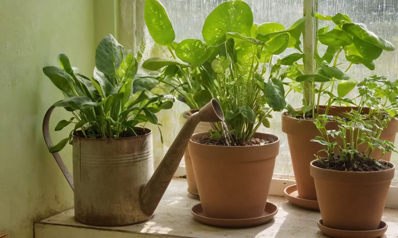 Invernadero iluminado con plantas vibrantes