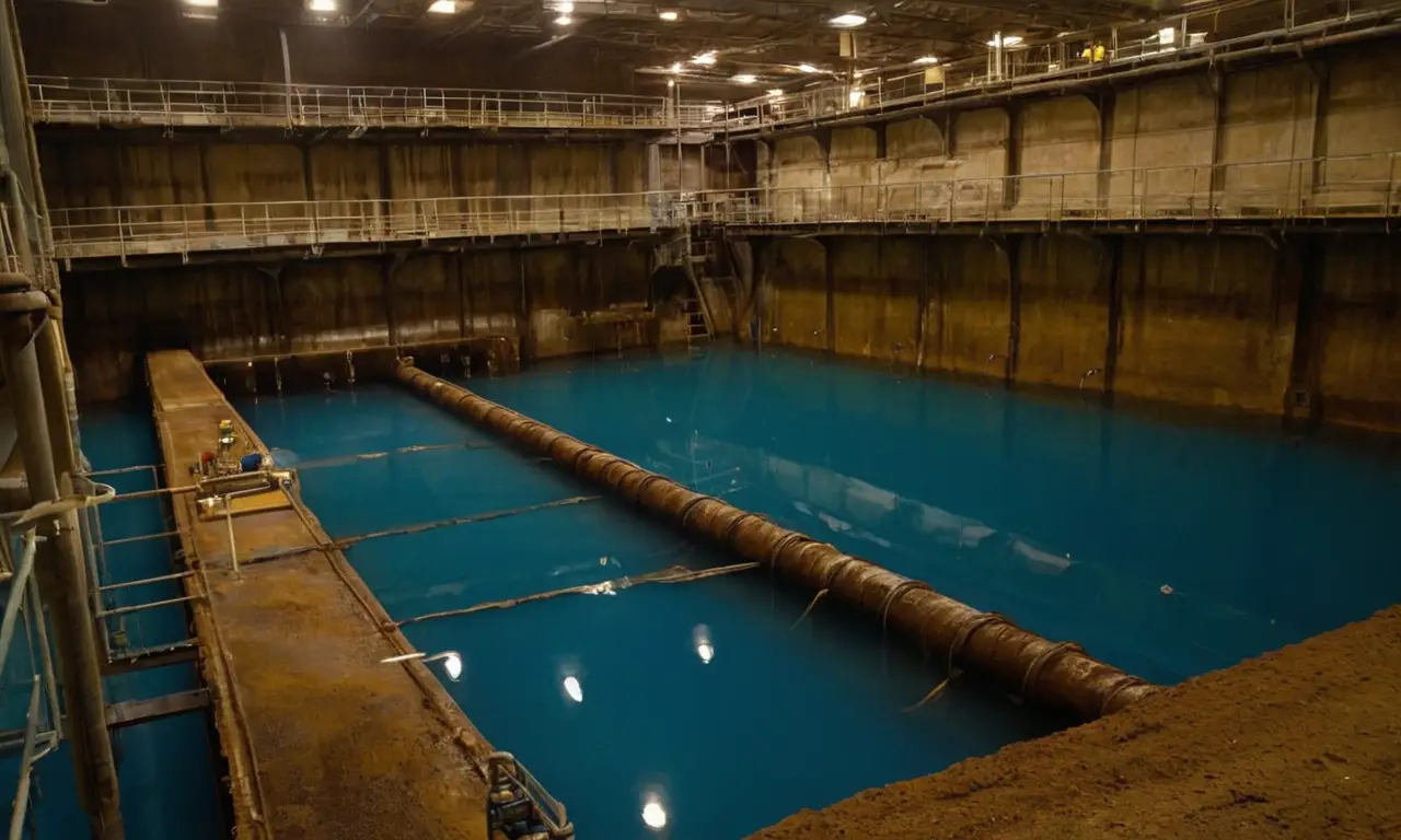 Tanque de sedimentación en planta de tratamiento