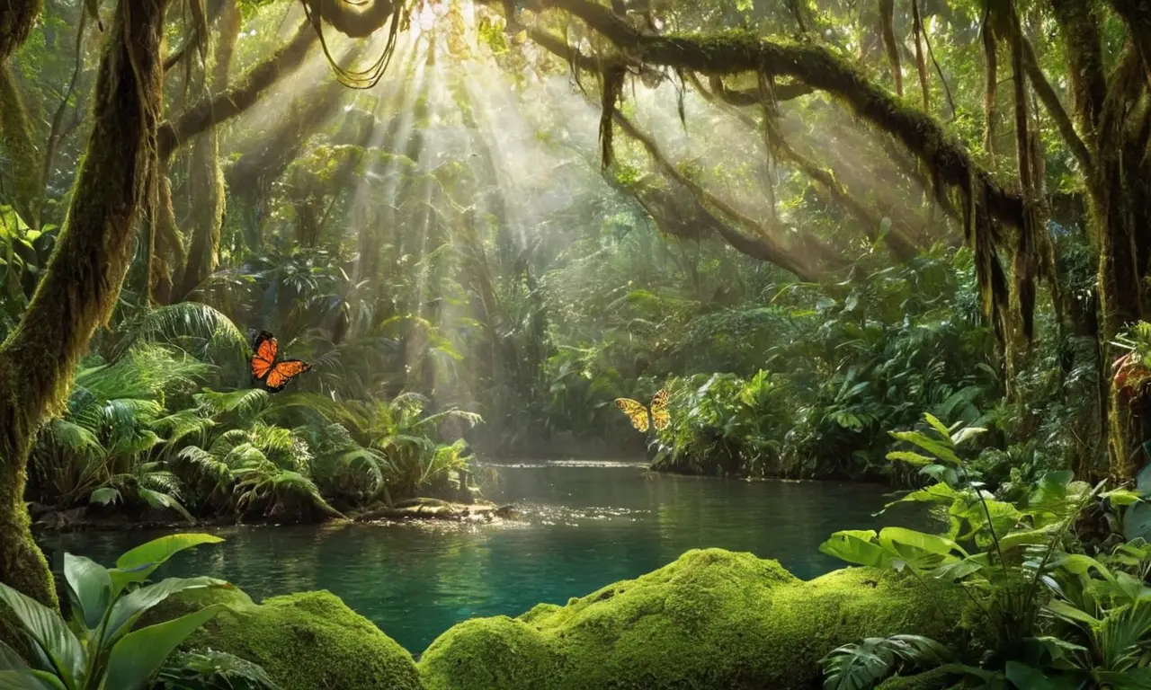 Un paisaje tropical vibrante y lleno de vida