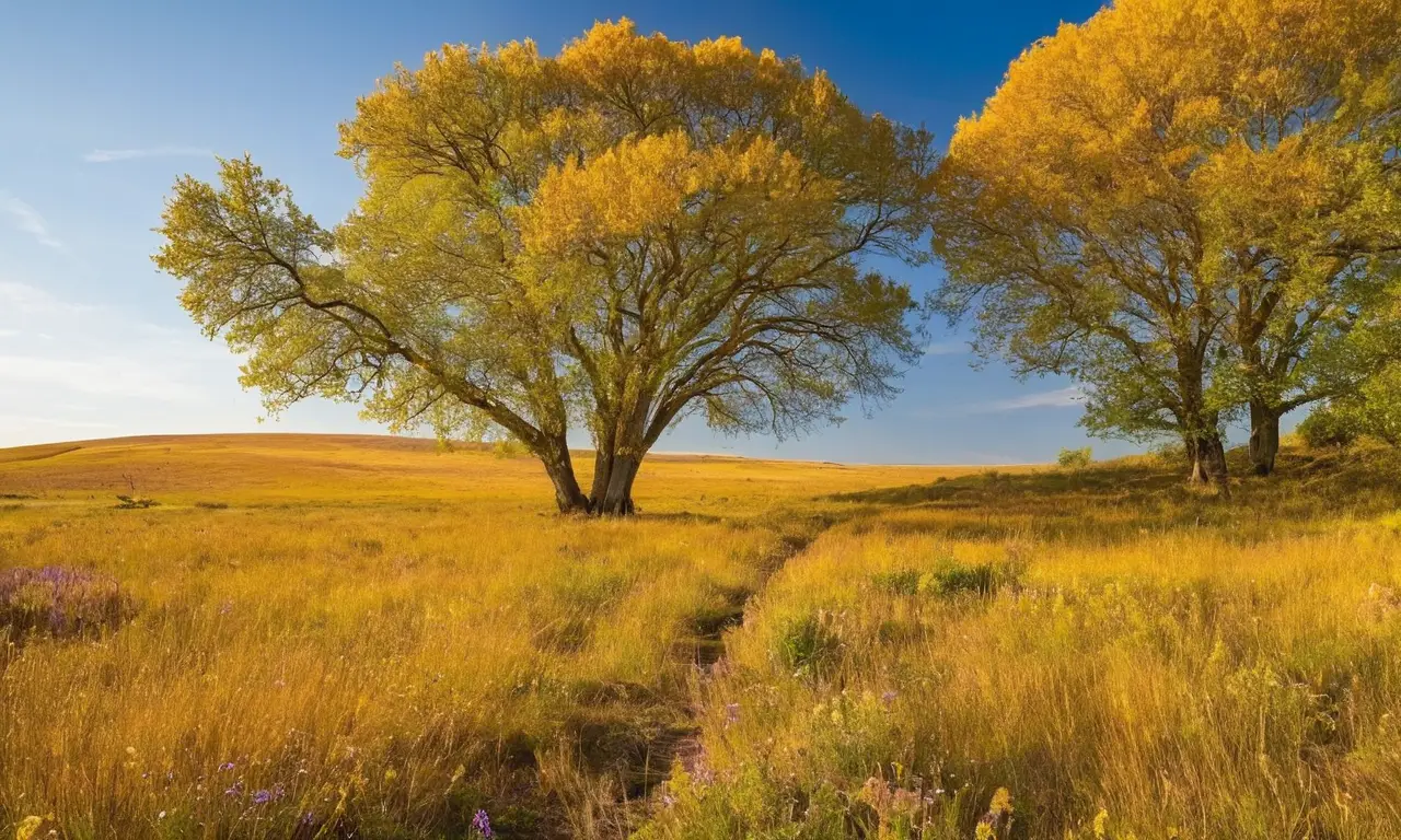 Paisaje sereno de praderas y naturaleza vibrante