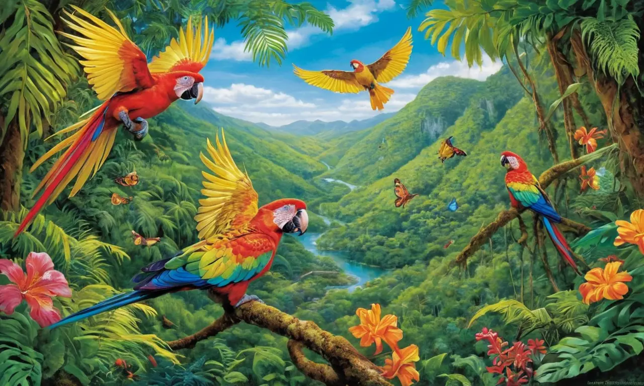 Selva vibrante llena de vida y color