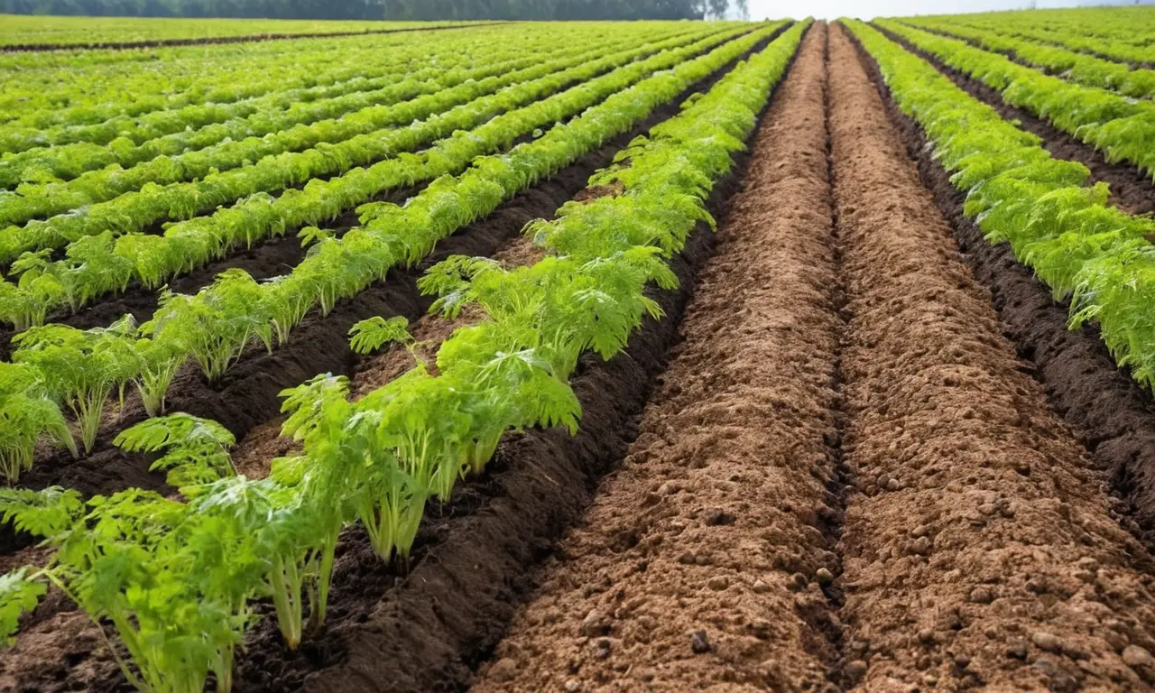 Cosecha de zanahorias en un paisaje armonioso