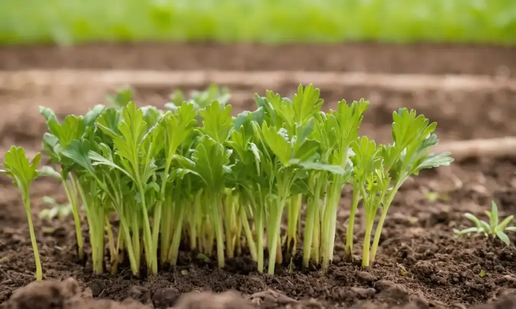 Semilleros de zanahorias en un ambiente sereno